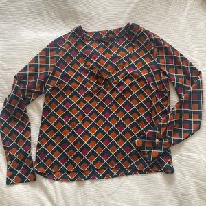 colorful geometric v-neck blouse